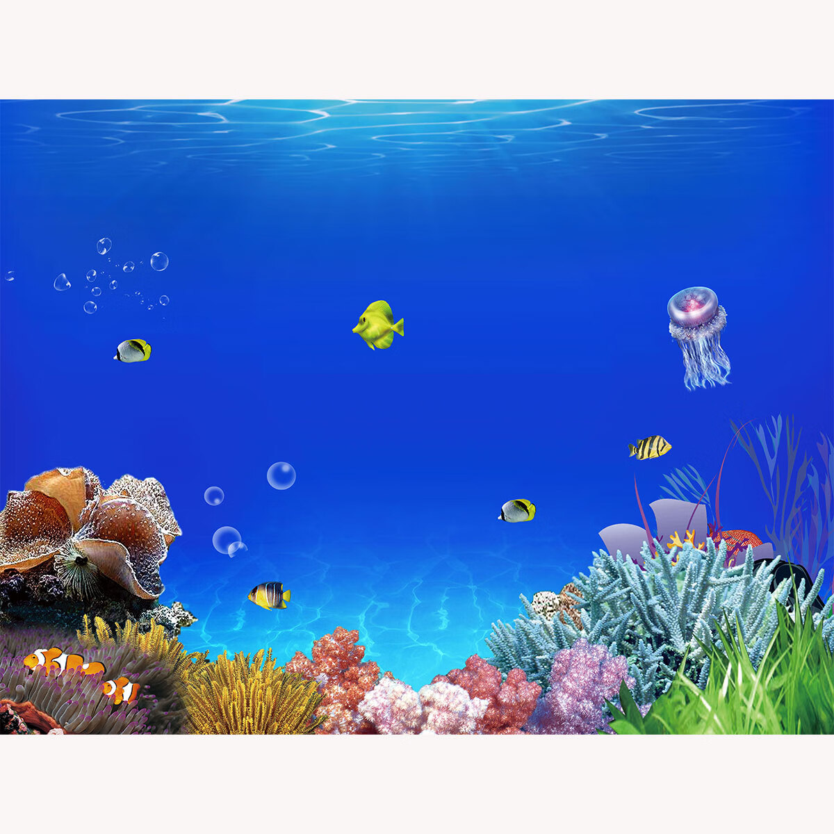 宝宠派鱼缸背景纸高清立体壁纸水族箱壁画造景装饰3d海底贴纸静电自粘