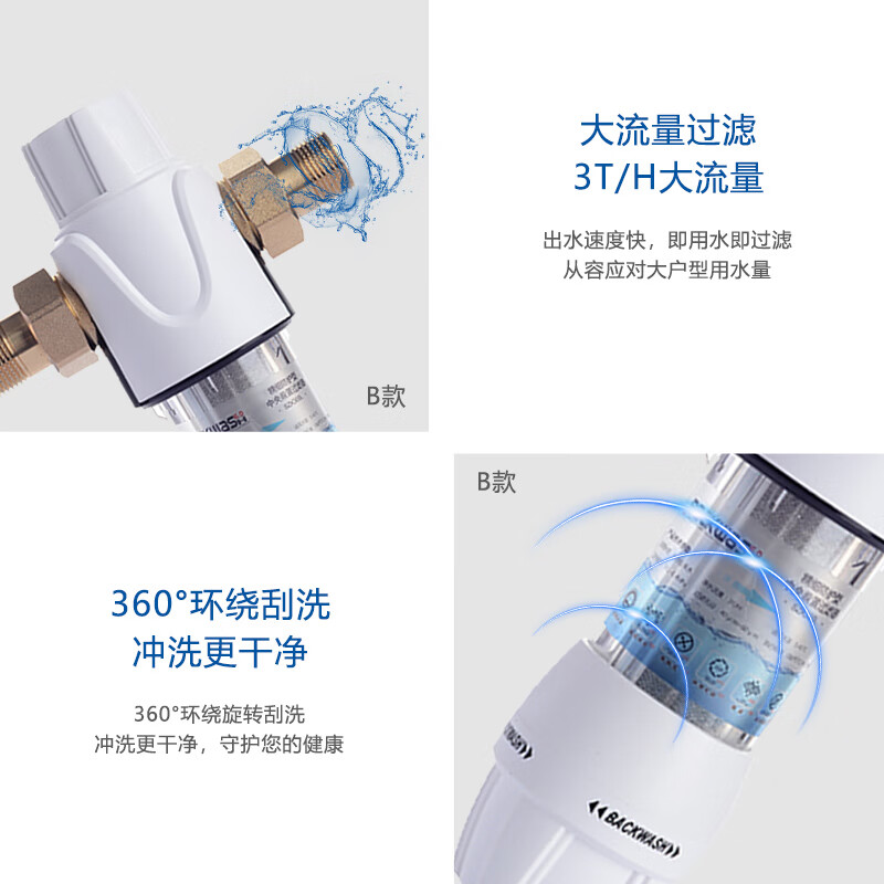 科淋（COLI） 中央前置过滤器反冲洗无需换芯 40微米过滤 6分活接 316/304不绣钢滤网 C款