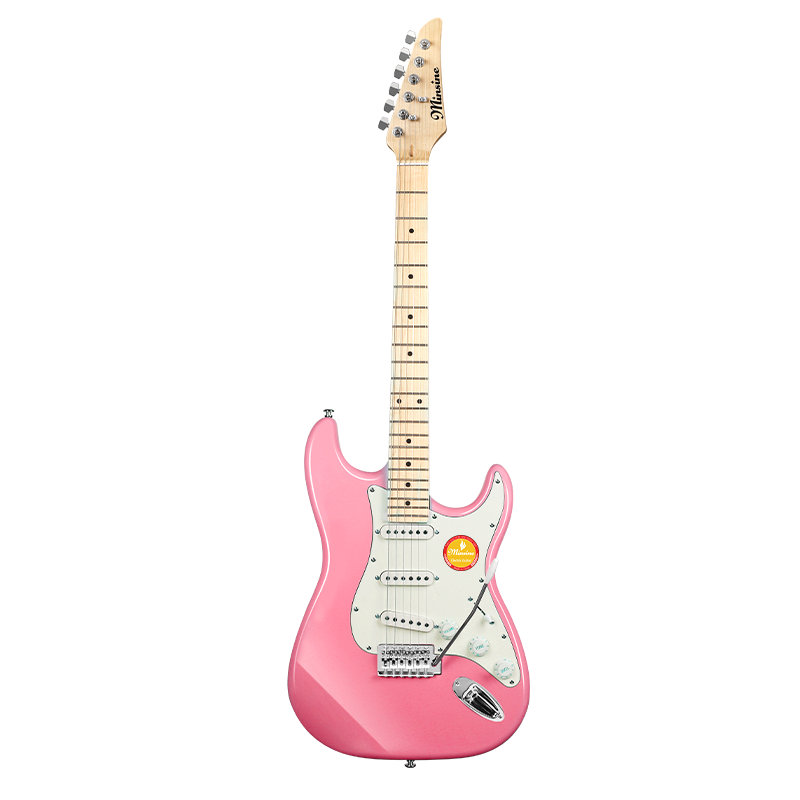 名森（Minsine）電吉他初學(xué)者男女生中小學(xué)生成人通用款單搖ST粉色入門吉他樂器