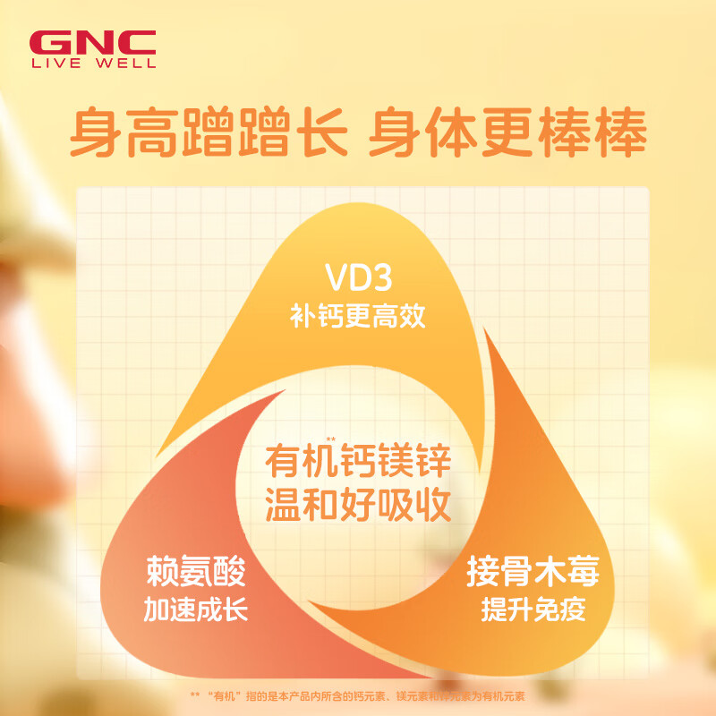 GNC健安喜 儿童液体钙镁锌30袋吸溜钙好吃的口服液 海外原装进口 【6大营养体验装】30袋