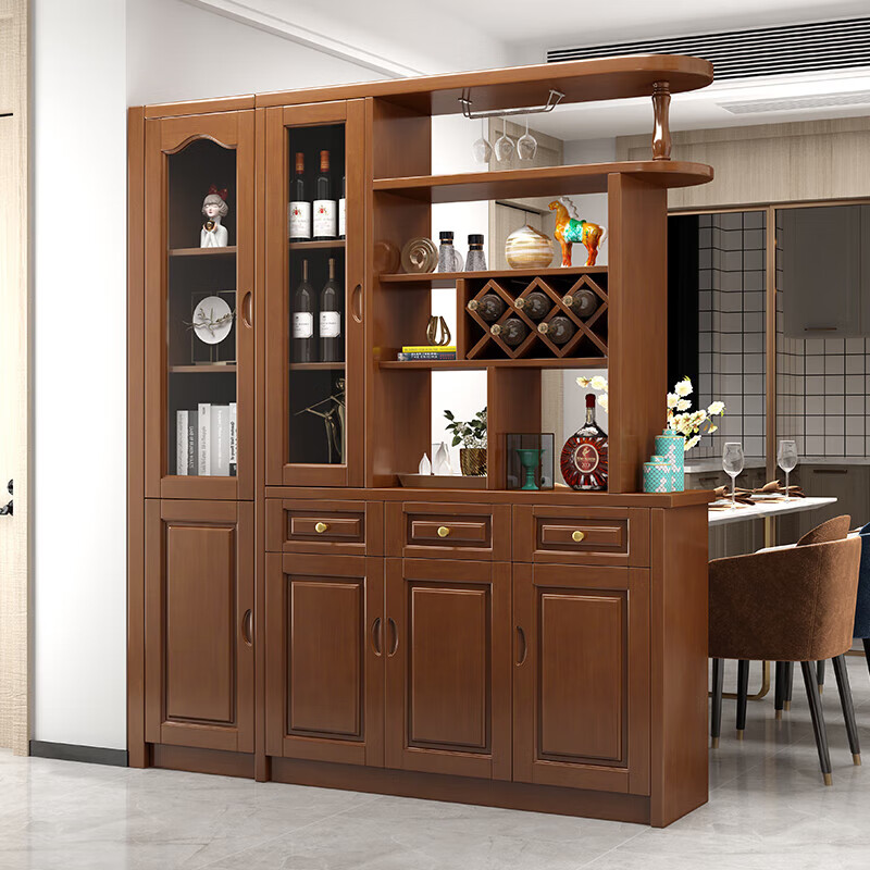 千禧盛世現(xiàn)代中式實(shí)木間廳柜鞋柜餐邊柜一體靠墻柜子儲(chǔ)物柜餐邊柜玄關(guān)柜子 間廳柜四門1.6米