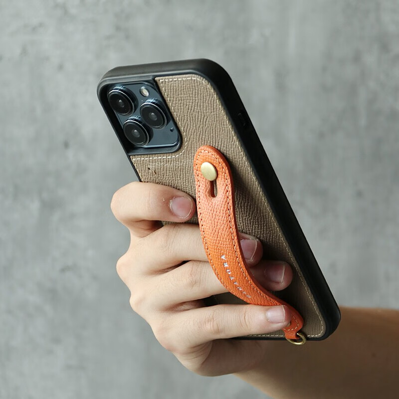 花虎（HANATORA）苹果17/16/15Promax手机壳新款日式真皮iPhone15/14pro高端全包防摔腕带挂绳带支架卡包男女款Air 【黑色】配挂脖绳 iPhone 16 Pro Max