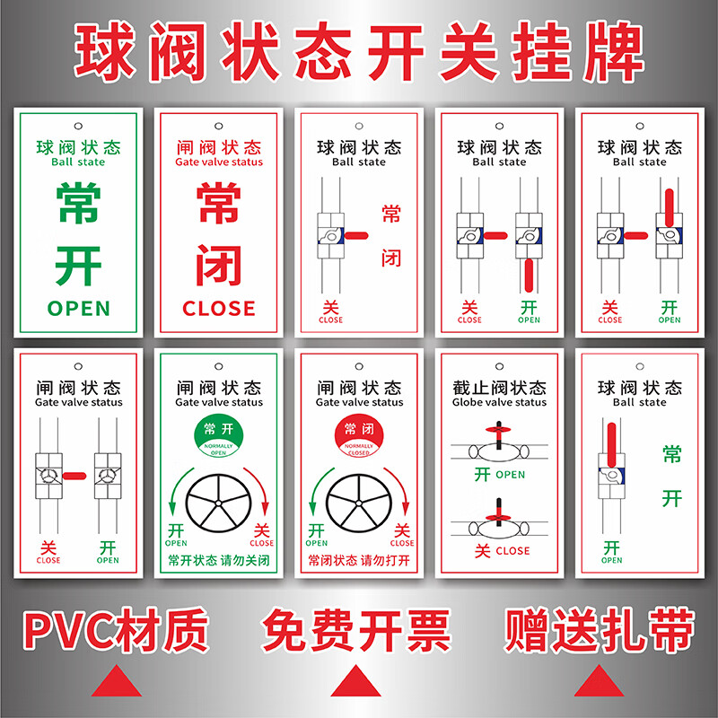 适用于管道阀门开关状态挂牌球阀闸阀常开常闭标识牌湿式报警阀信
