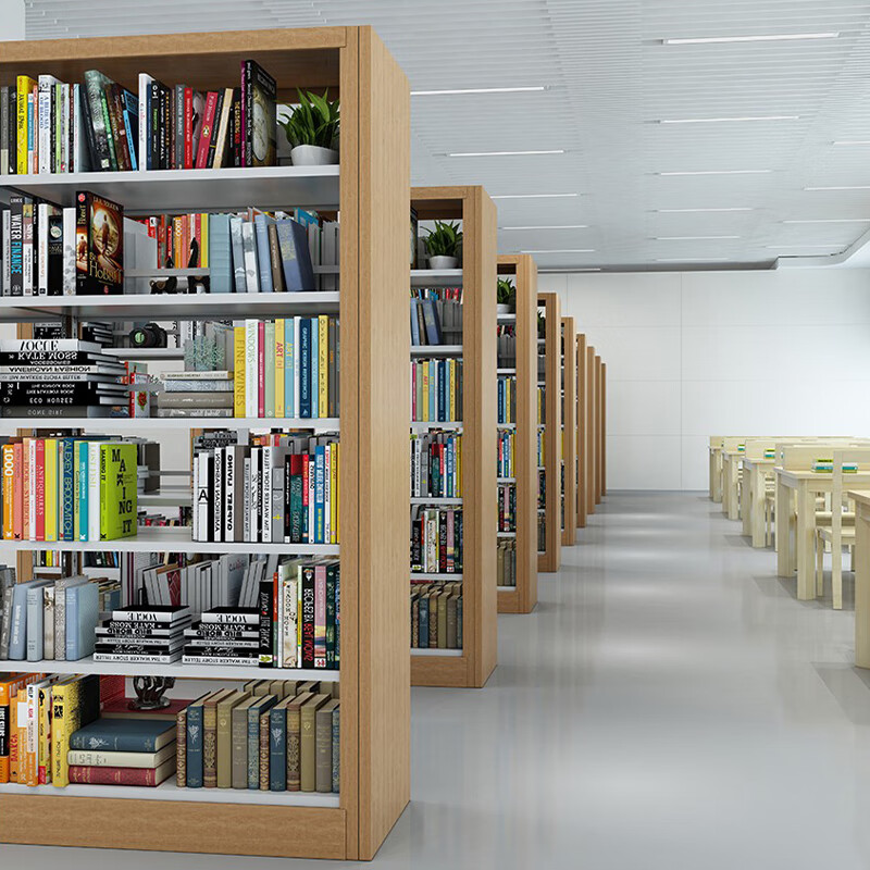 华采慧 图书馆书架档案架钢制图书架书店展示架 木纹转印 单面一列1组