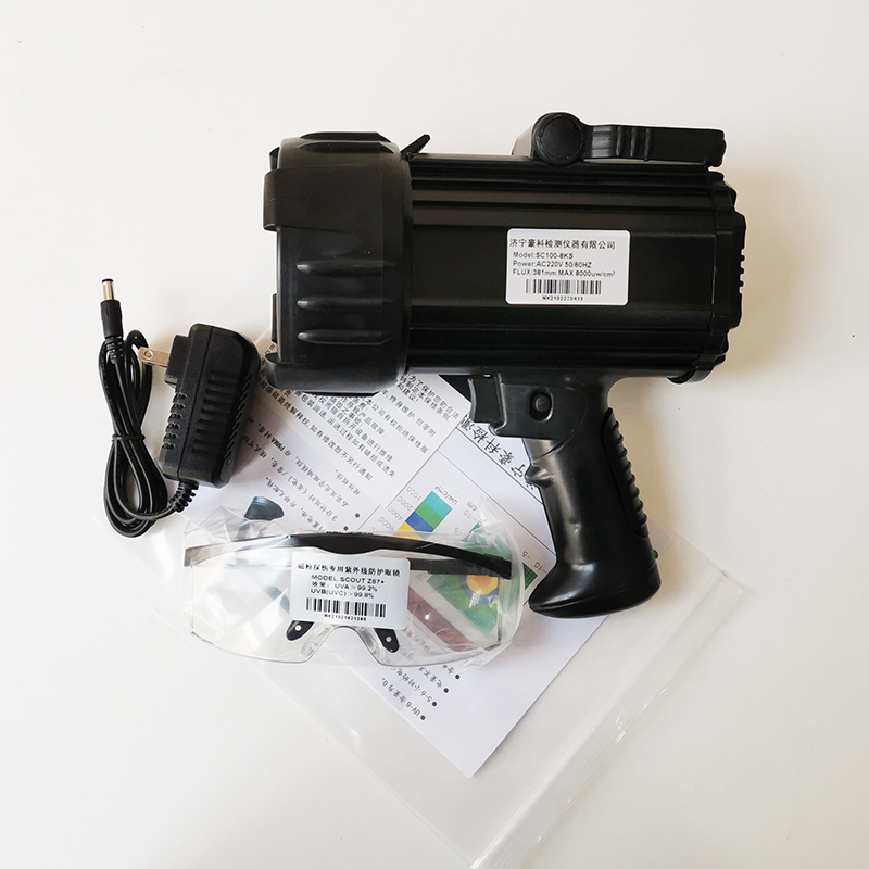 梓萤岔sc100黑光led紫外线探荧光渗透探伤灯 手持充电式荧光灯黑光灯