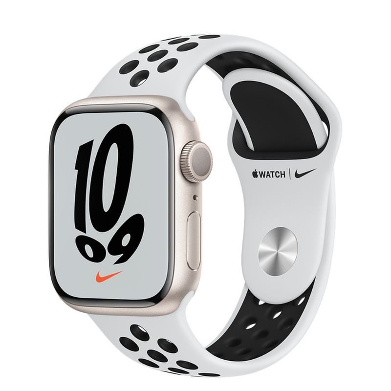 苹果（Apple） Watch Series 7智能手表 耐克联名 星光铝制表壳血氧心率监测运动 纯铂金/黑色 45mm+GPS+蜂窝