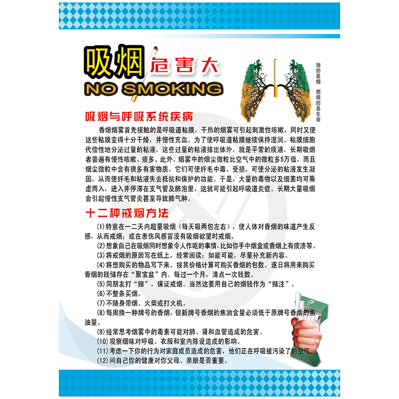 禁烟公益广告文化宣传画挂图标语海报禁止吸烟您已进入无烟场所控烟
