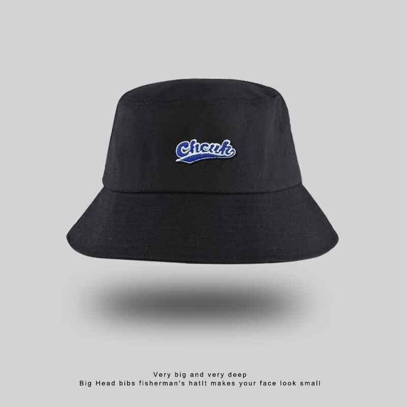 htkd渔夫帽男大头围68cm特大头围黑色渔夫帽男大帽檐显脸小遮阳防