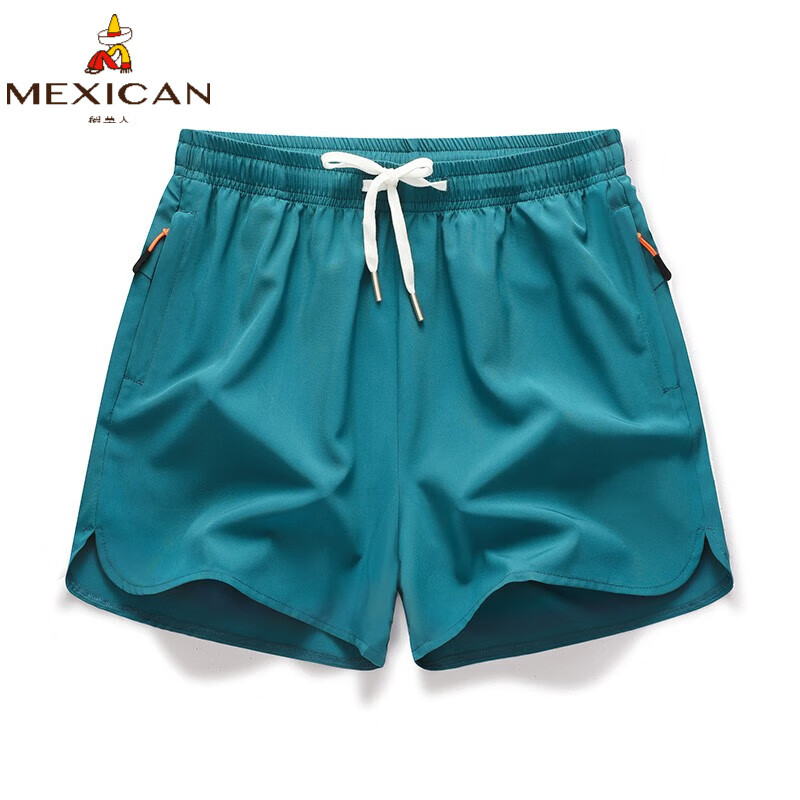 稻草人（mexican）短裤运动短裤男篮球裤夏季速干短裤多色纯色短裤J XT-2506 湖蓝色 5XL