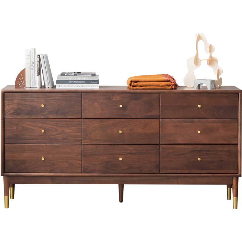 原始原素 实木斗柜 黑胡桃木九斗收纳柜子北欧轻奢卧室储物柜 JD-6040