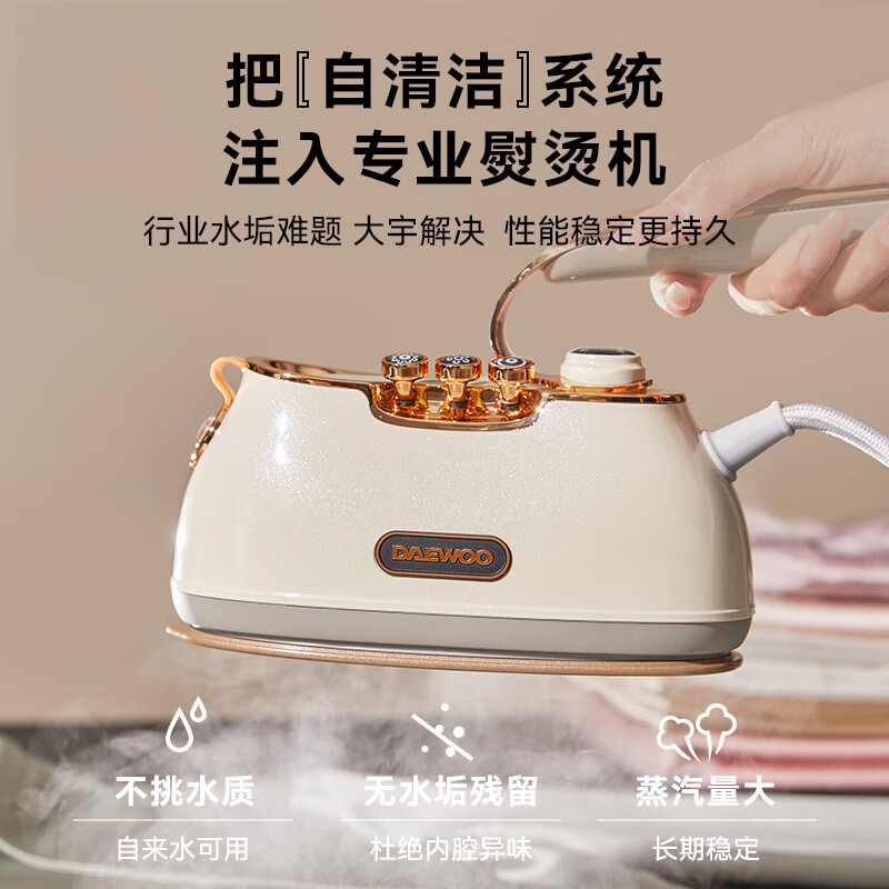 大宇（DAEWOO）手持挂烫机家用熨烫机蒸汽电熨斗 增压蒸汽 旅游出差便携式自清洁小型除菌烫衣神器HI-036 北欧白