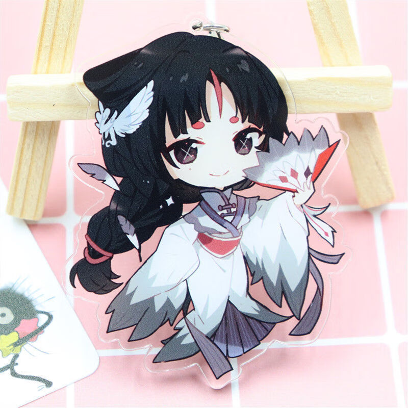 双面夹层亚克力钥匙扣漫展一件学生用品挂饰 红蝶仙鹤 6cm双面夹层