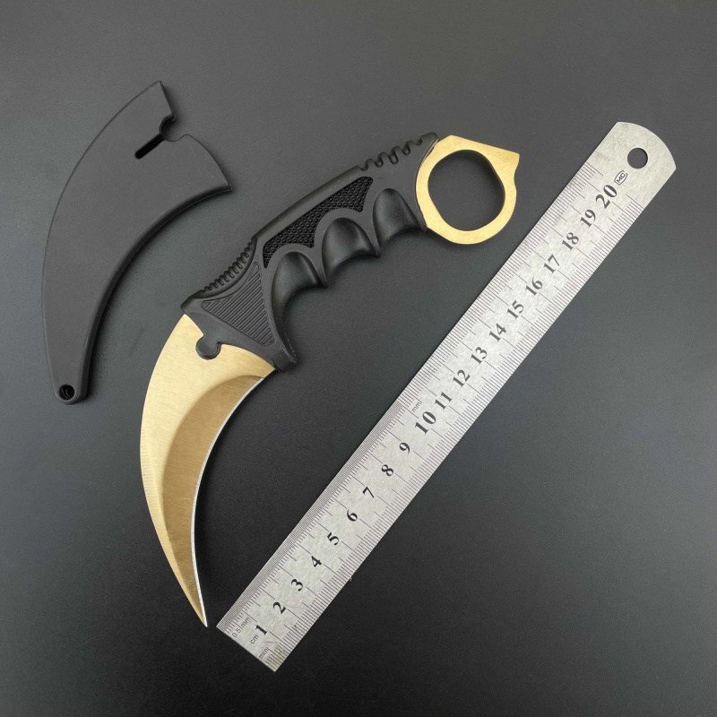 csgo爪子刀战狼鹰爪刀户外防身随身弯刀多功能野外便捷刀瑞士军刀 金