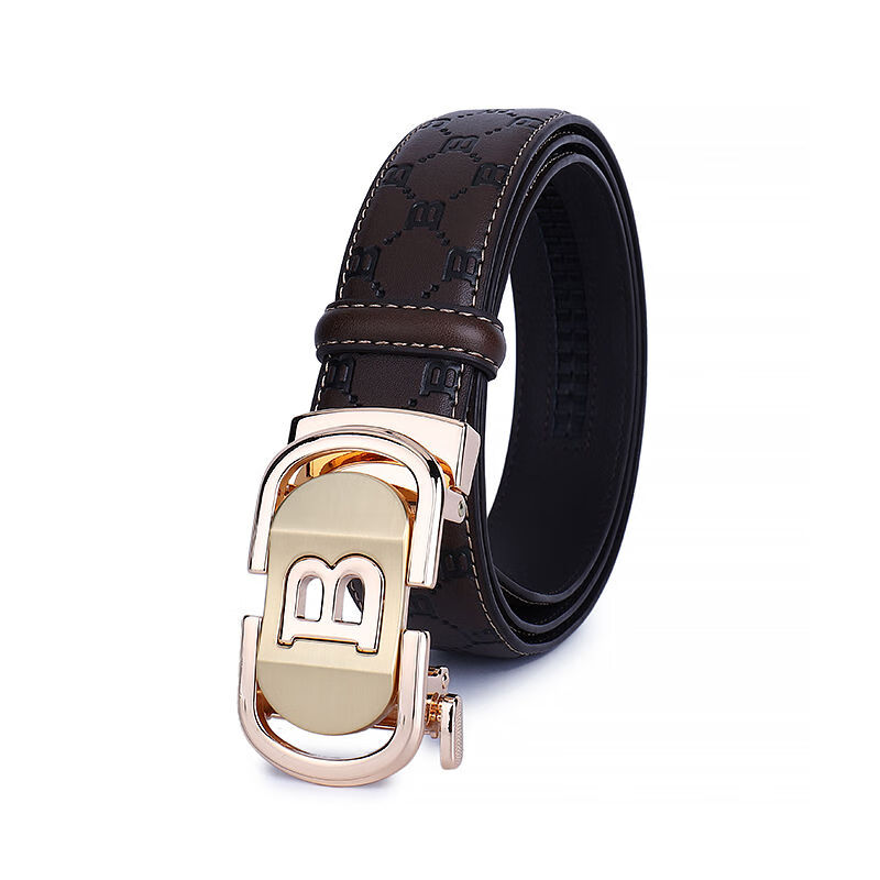 酷奇官网品牌旗舰真头层牛皮时尚男士印花字母扣潮流商务休闲皮带