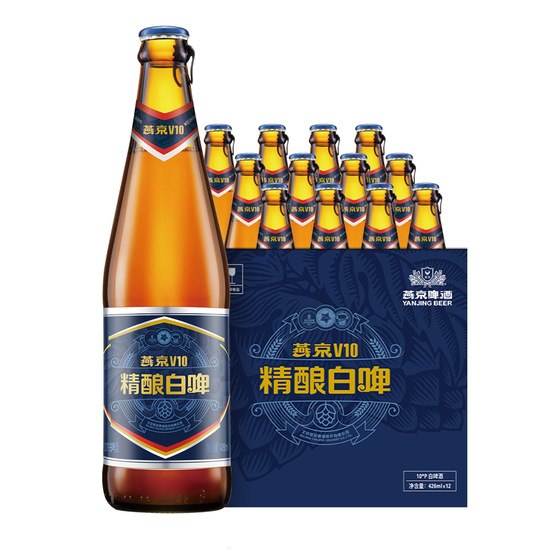 燕京啤酒 yanjingbeer燕京啤酒v10精酿白啤426ml*12瓶装啤酒高端特质