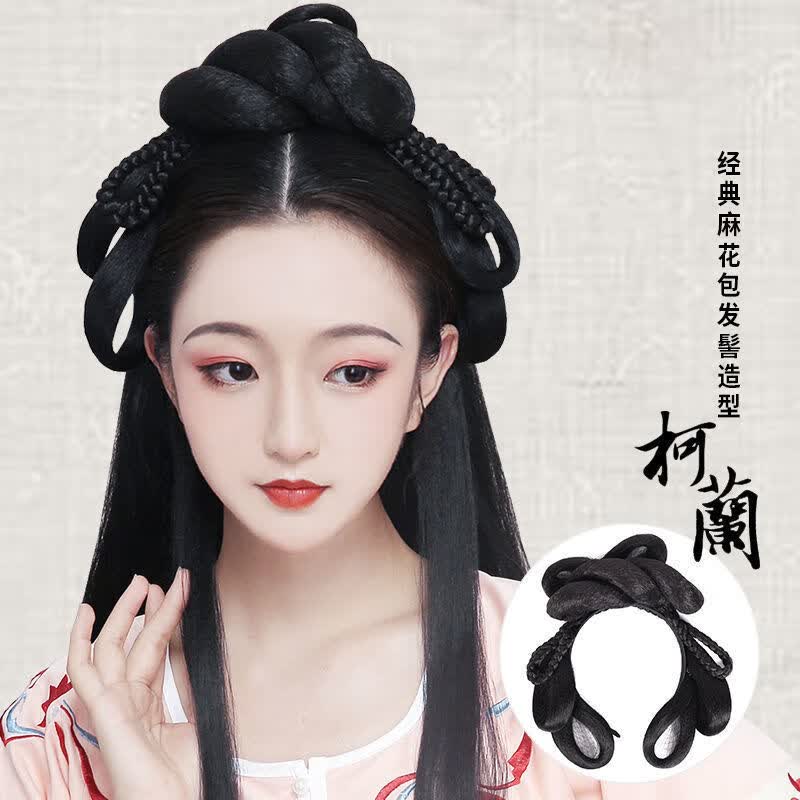 汉服假发汉服发箍发髻一体式女发型全头套发包古装古风造型垫发汉服