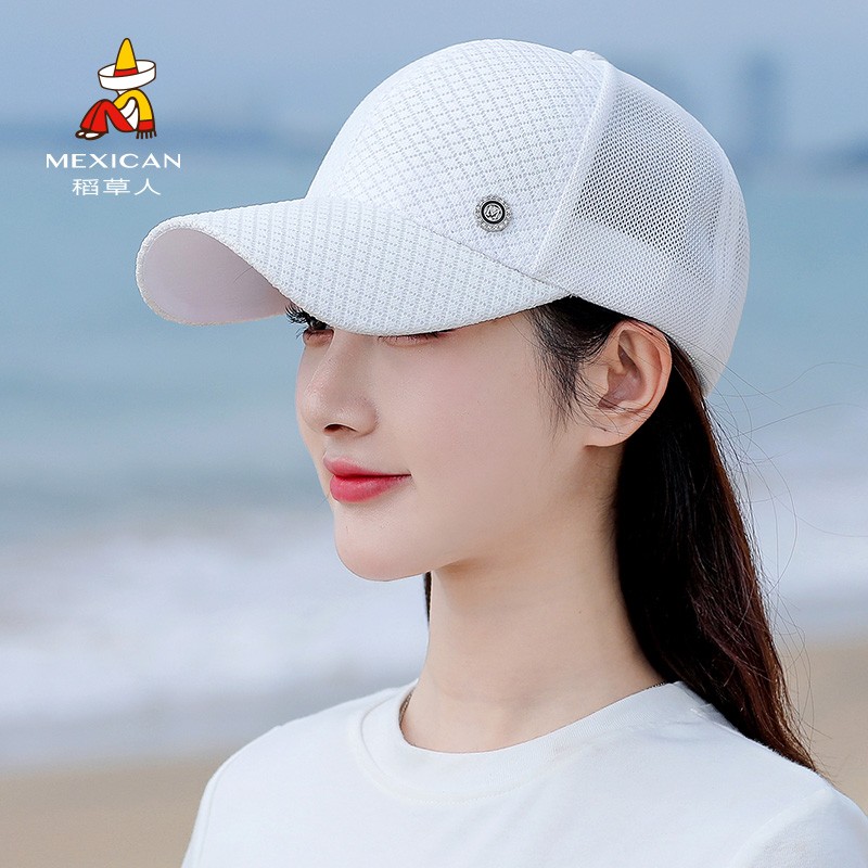 稻草人（MEXICAN）帽子女棒球帽春夏季防晒薄款透气鸭舌帽韩版潮时尚休闲太阳帽 62295L 白色
