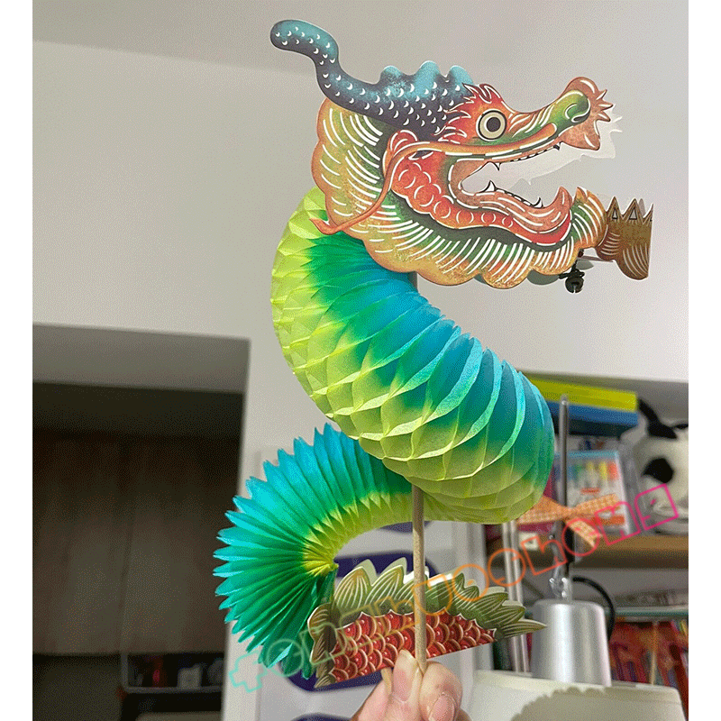 润冰楠2024新年龙年如意翻翻龙手工diy纸龙制作材料包成品汽车车载
