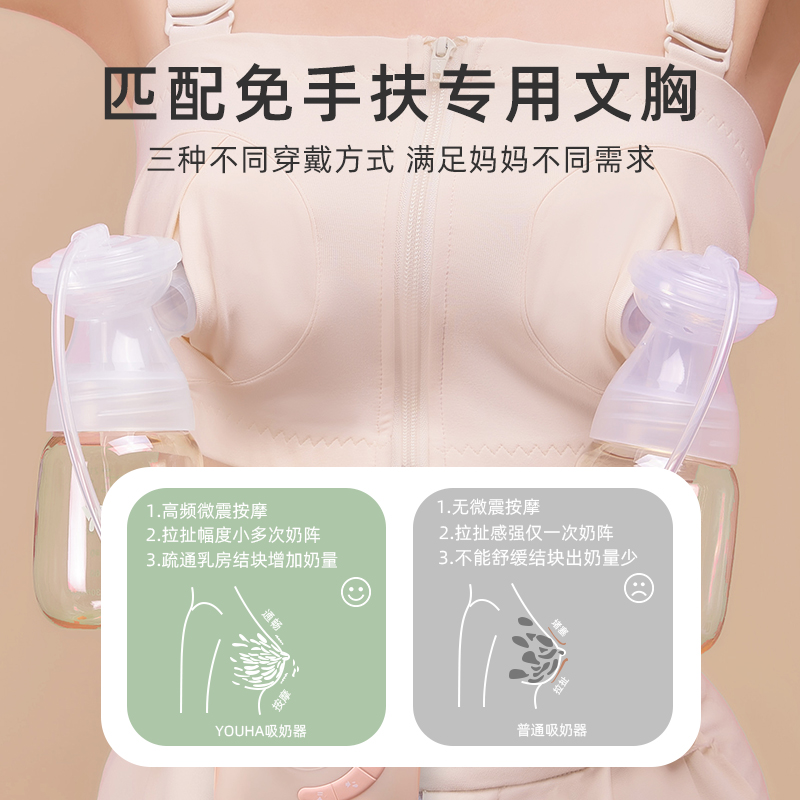 优合YOUHA双边电动吸奶器无痛轻音仿生大吸力吸乳全自动集奶母乳按摩 8004旗舰款-果冻粉
