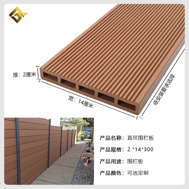 廠家直銷wpc木塑地板木紋戶外塑木直紋板條圍欄長城板防腐墻板 圍欄板140+20-出口