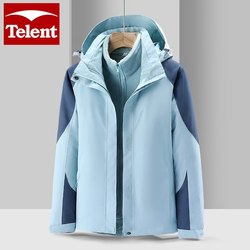 天伦天冲锋衣男秋冬季新款加厚三合一可拆卸两件套登山服情侣户外加厚