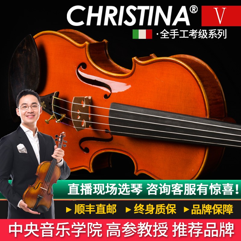 克莉丝蒂娜（Christina） V08A小提琴手工独板专业考级进阶演奏初学入门成人学生乐队乐器 1/2 身高130cm以上