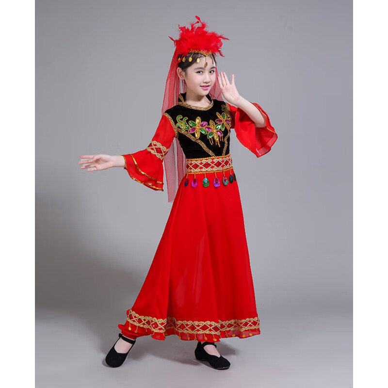 创京懿选六一儿童节舞蹈服装儿童塔塔尔族演出服少数民族特色传统舞蹈