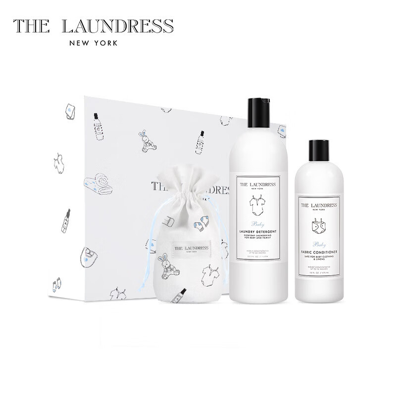 The Laundress 婴儿衣物洗衣液1L+婴儿香氛衣物柔顺剂475ML+抽绳收纳袋 宝贝衣物洗护两部曲礼盒