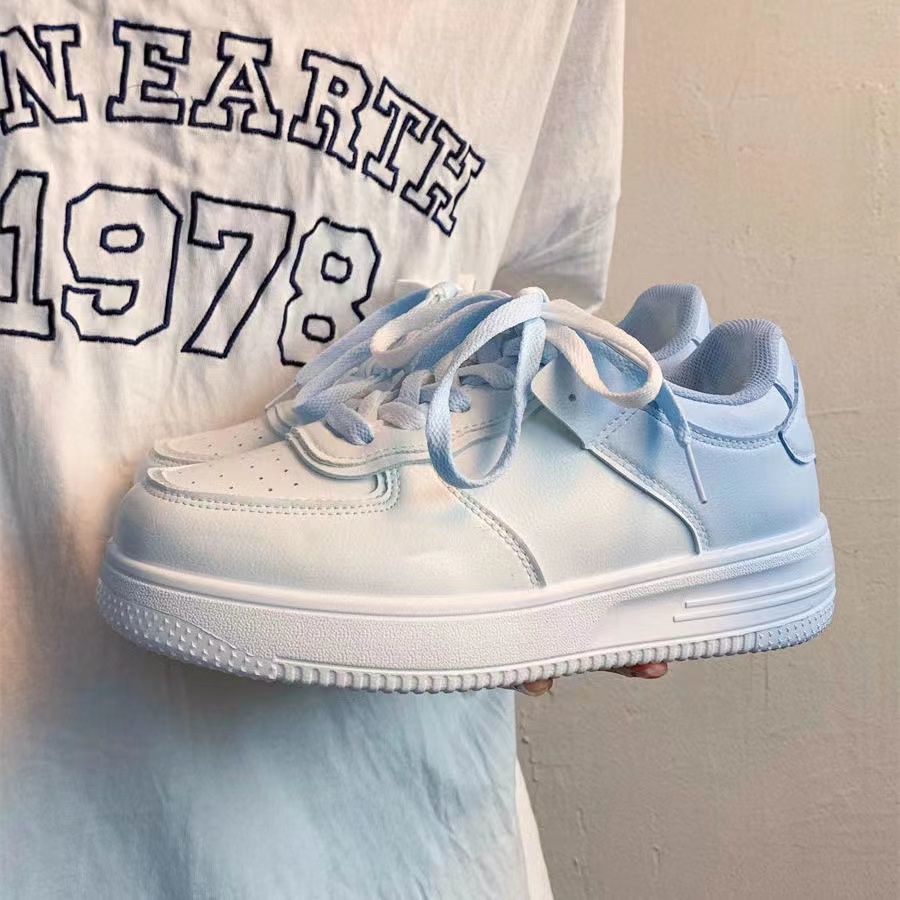 夏天穿的初中生女生帆布鞋女孩平底鞋女ins风小白鞋渐变色日系薄款