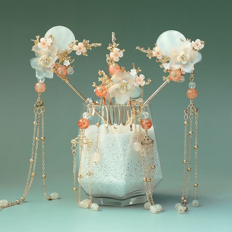 唐朝公主汉服头饰新娘古装头饰汉服头饰发簪古风发梳流苏发钗超仙 t