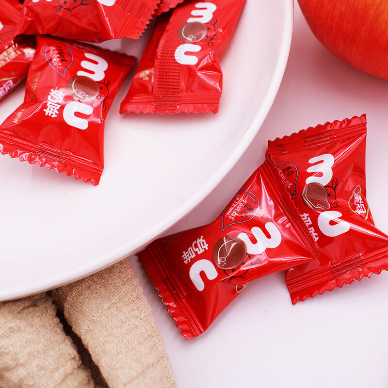 金冠香浓牛奶糖奶哞红色糖果小零食软糖 牛奶糖散装500g