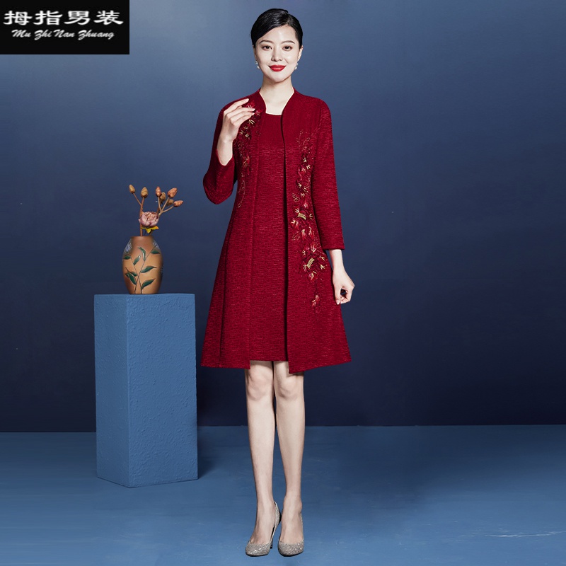 婚庆妈妈装礼服秋冬喜婆婆参加婚礼服矮个子喜婆婆婚宴装春秋款礼服胖