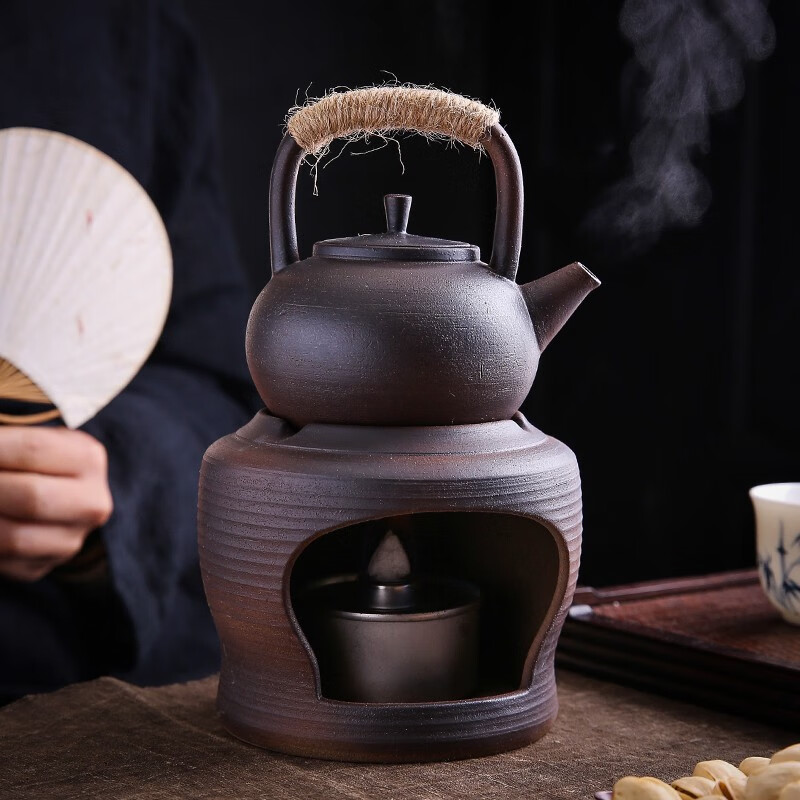 雅轾茗品冬日温茶炉煮茶复古小型日式暖茶器酒精蜡加热茶壶底座陶瓷煮