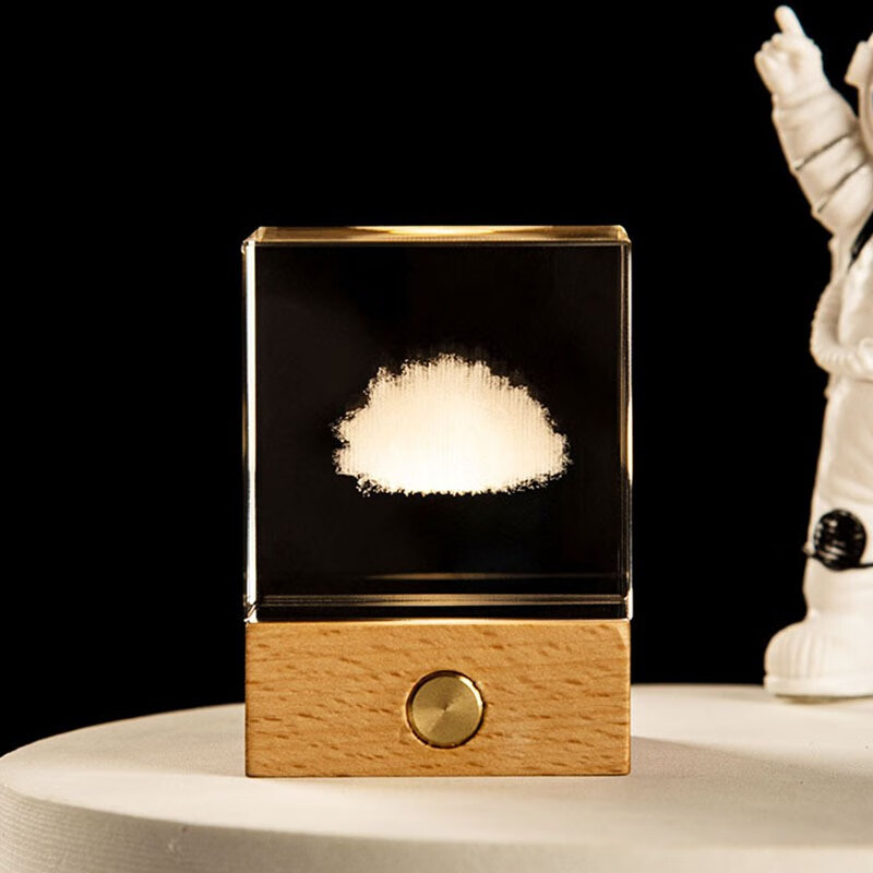 水晶球朵云正方体创意桌面摆件夜灯内雕装饰生日礼物玩具 纯度_云朵 4