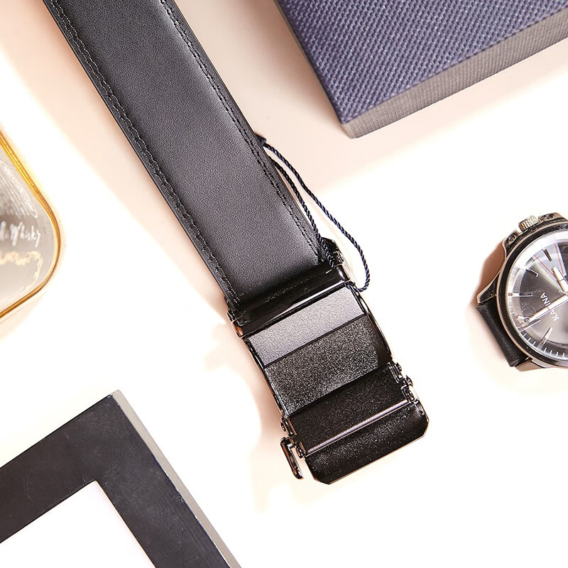 喜来登（SHERIDAN）皮带男士 新款 牛皮自动扣商务腰带休闲裤带精致 礼盒装送男友 黑色SH521565S