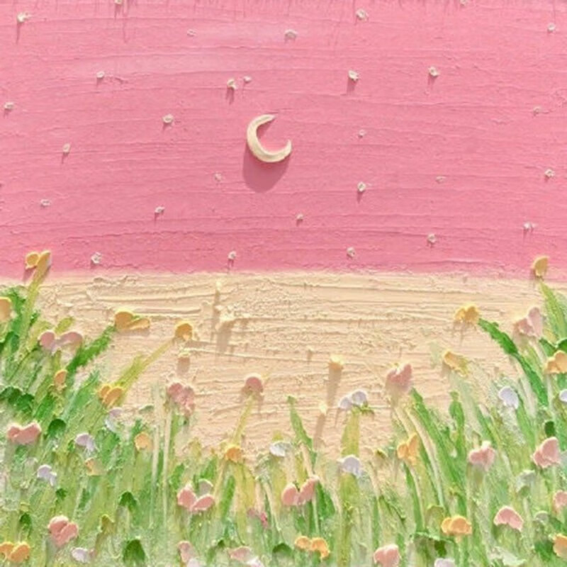 数字油画diy填充油彩画手工画画小尺寸手绘填色郁金香装饰画 粉色天空