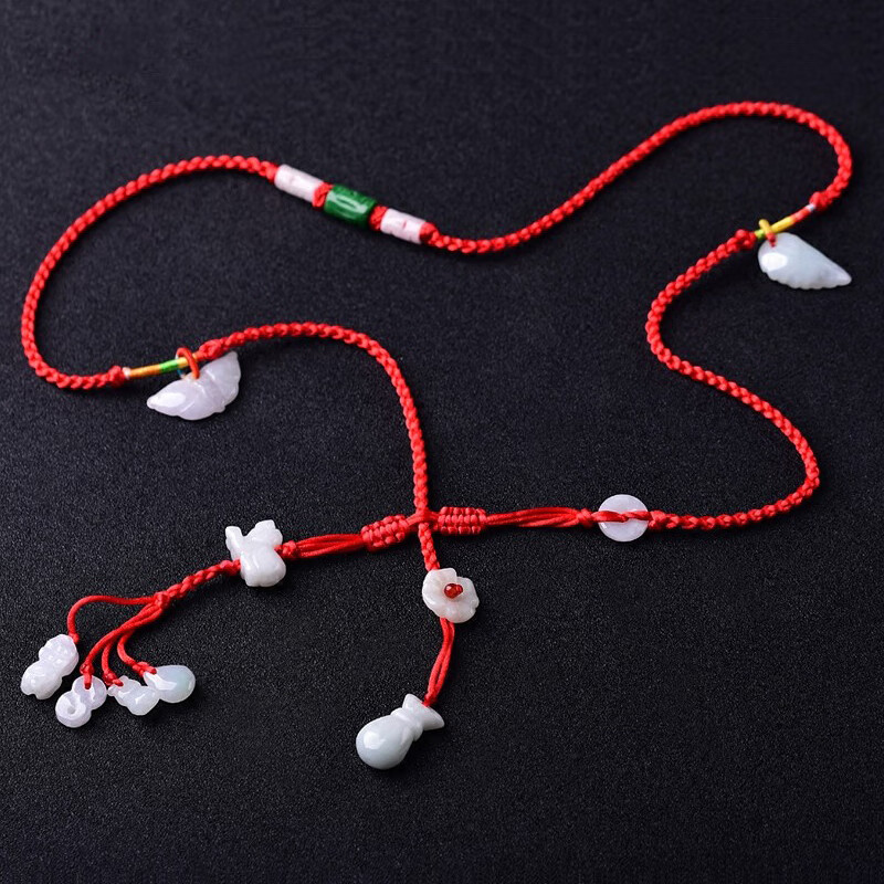 狮诺翡翠玉石生肖本命年红绳腰链龙年饰品手工编织红腰带绳男女款礼物