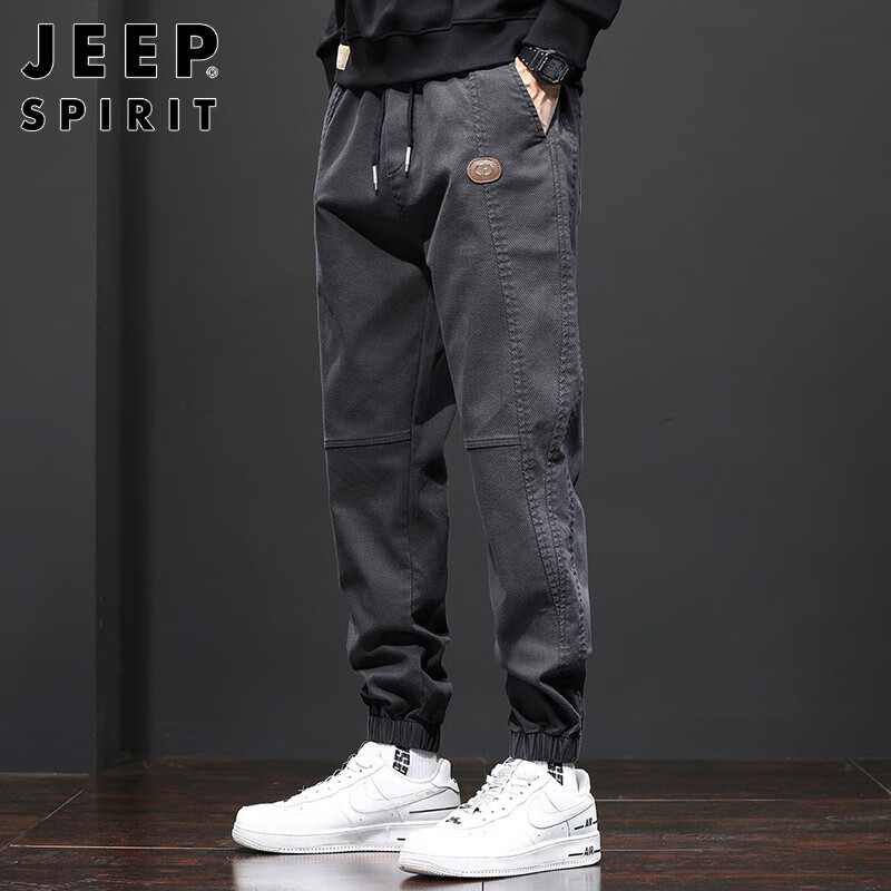 吉普（JEEP）休闲裤男春季韩版束脚裤子男士宽松工装裤男裤 灰色 XL