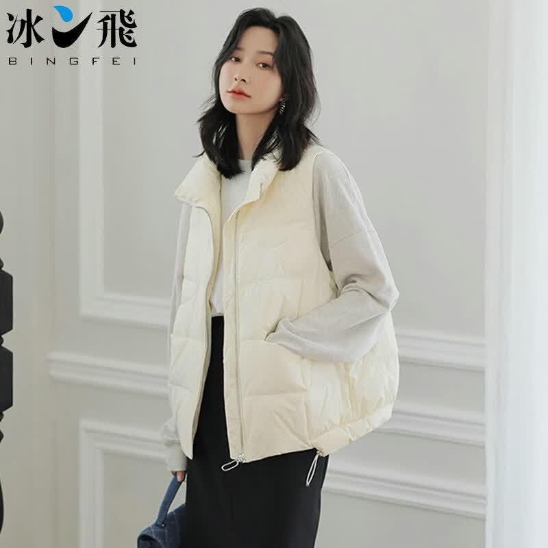 冰飞羽绒马甲女外穿秋冬季休闲轻薄羽绒服保暖短款 2101299 白 均码高性价比高么？