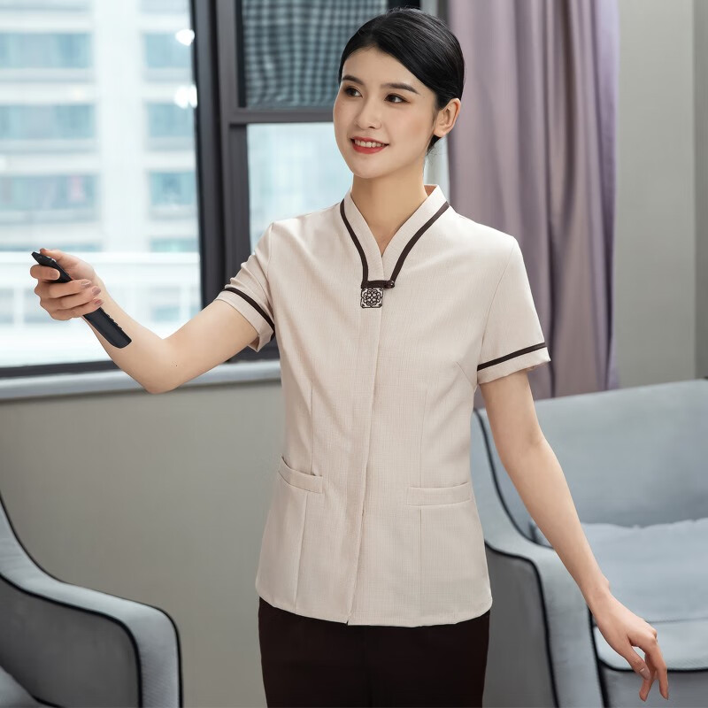 ice kawayi酒店物业保洁员工作服短袖饭店宾馆客房清洁工服装茶楼保洁