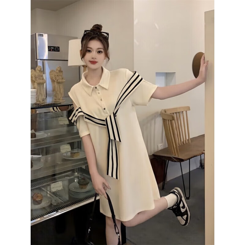 La  Chapelle拉夏贝尔大码女装连衣裙子夏天女装2024夏季新品短袖套装衣服女 黑色 2XL (建议150-190斤)