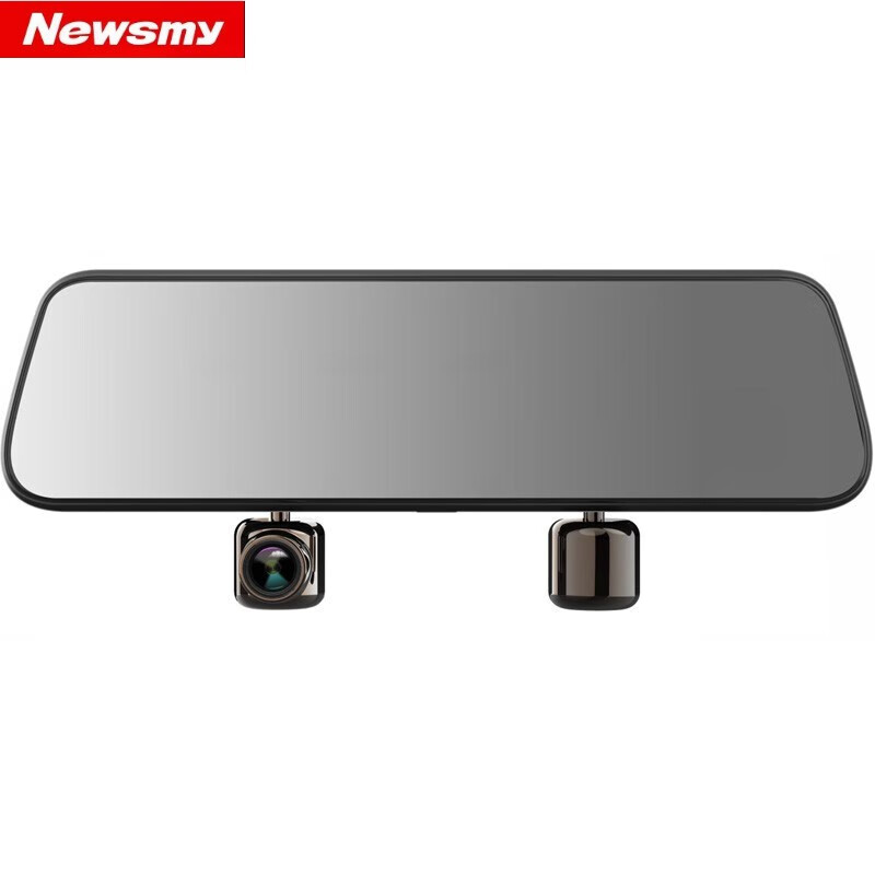 纽曼360度全景行车记录仪前后双录流媒体后视镜24小时停车监控 黑色 