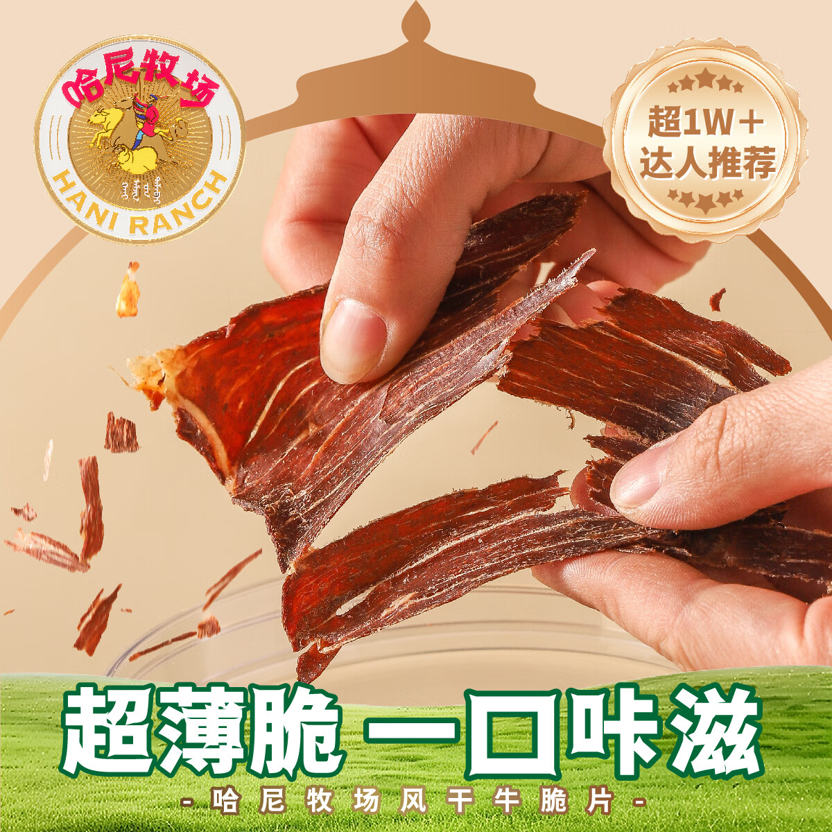 寻香牧场哈尼牧场内蒙风干牛肉牛脆片牛肉干超干牛肉片牛肉脆片牛肉脆零食 芥末味25g牛脆脆