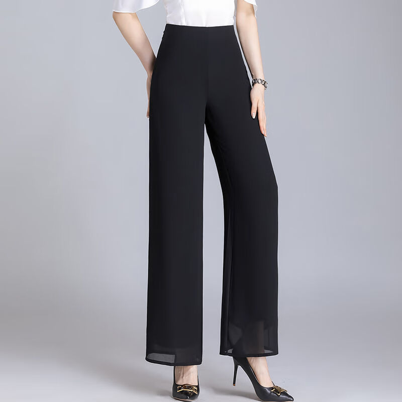 nlmc阔腿裤垂坠感纱料女春夏新款直筒高腰垂感甩裤宽松显瘦雪纺休闲长