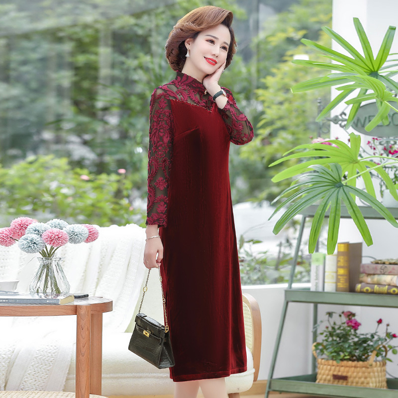 妙微熊婚庆礼服妈妈装秋季连衣裙中年人气质款大气高贵结婚婚宴旗袍