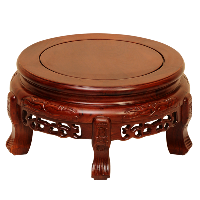 古梵枫花架实木客厅花架子新中式古典圆形阳台低矮花盆架仿古盆景架室