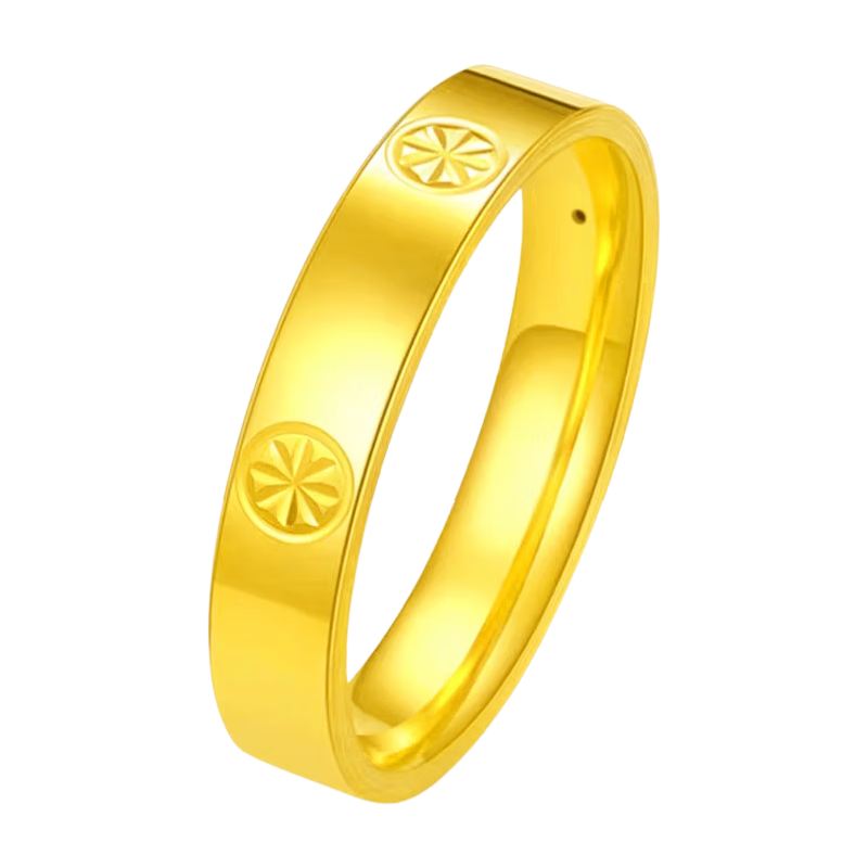中國黃金(CHINA GOLD)黃金戒指足金光面米字車花戒指素圈指環(huán)圣誕節(jié)實(shí)用生日禮物送女友 足金戒指【11號(hào)】 約1.1g