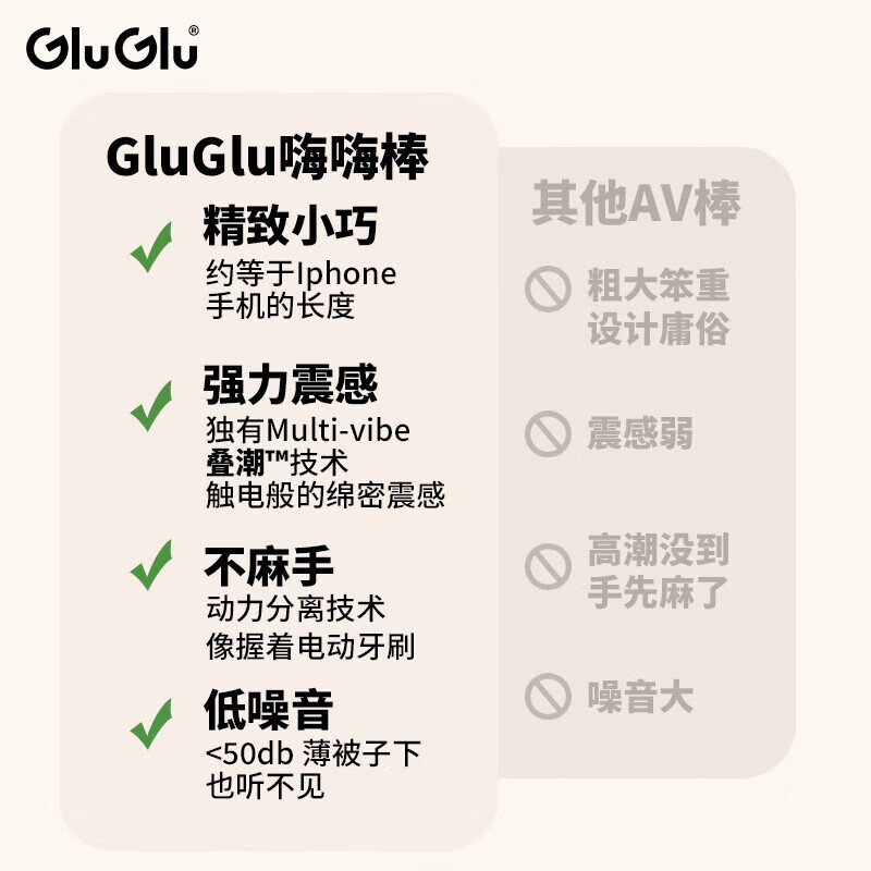 GLUGLU嗨嗨震动棒av棒成人专用自慰按摩器女阴蒂高潮调情趣用品玩具 嗨嗨棒碎花粉