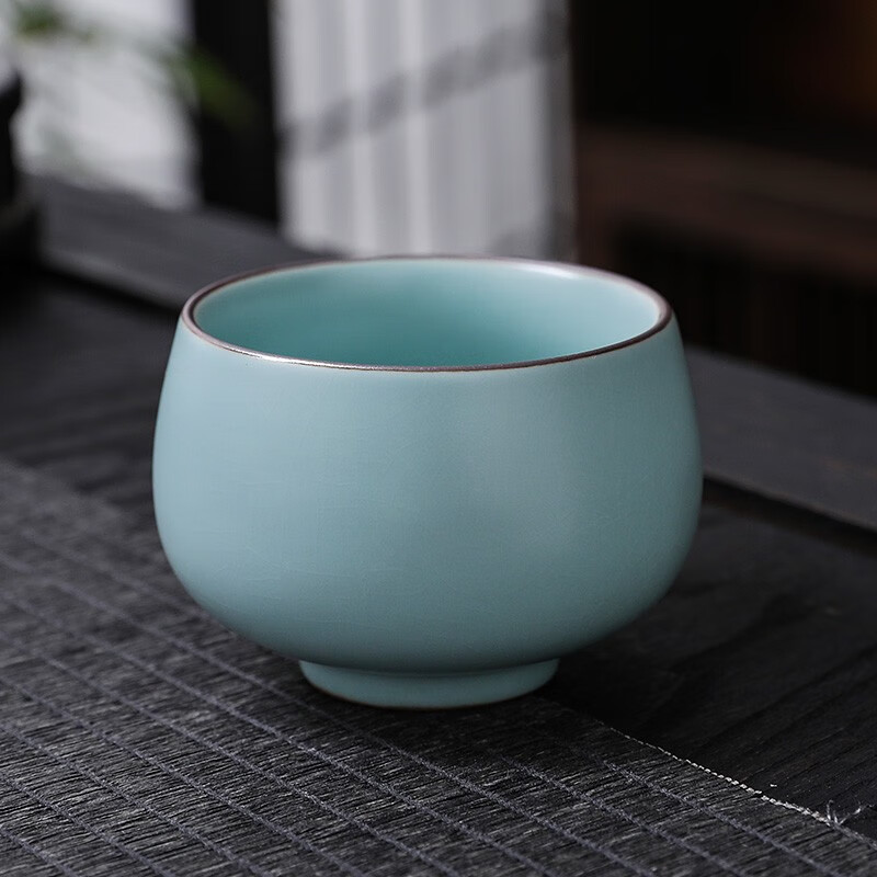 时記天青色汝窑茶杯开片可养主人杯陶瓷单杯功夫茶具