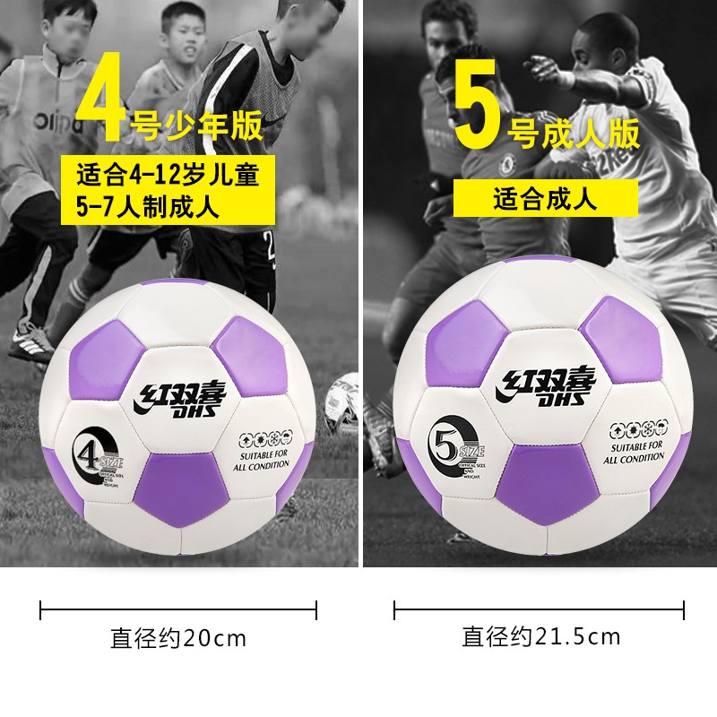 红双喜(DHS) 红双喜4号足球儿童小学生中考训练 专业幼儿园宝宝用球 3号白黑版+气针气筒网兜